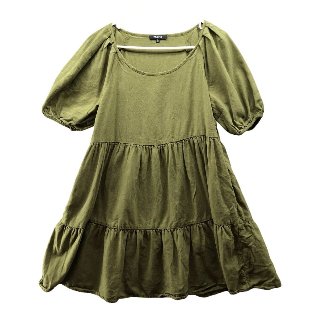 Madewell Olive Green Tiered Mini Dress